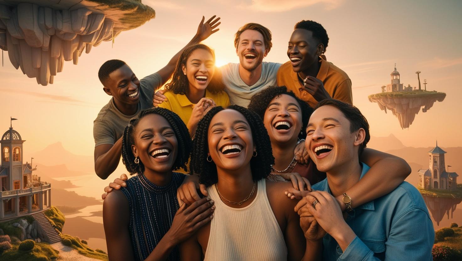 A group of friends laughing together