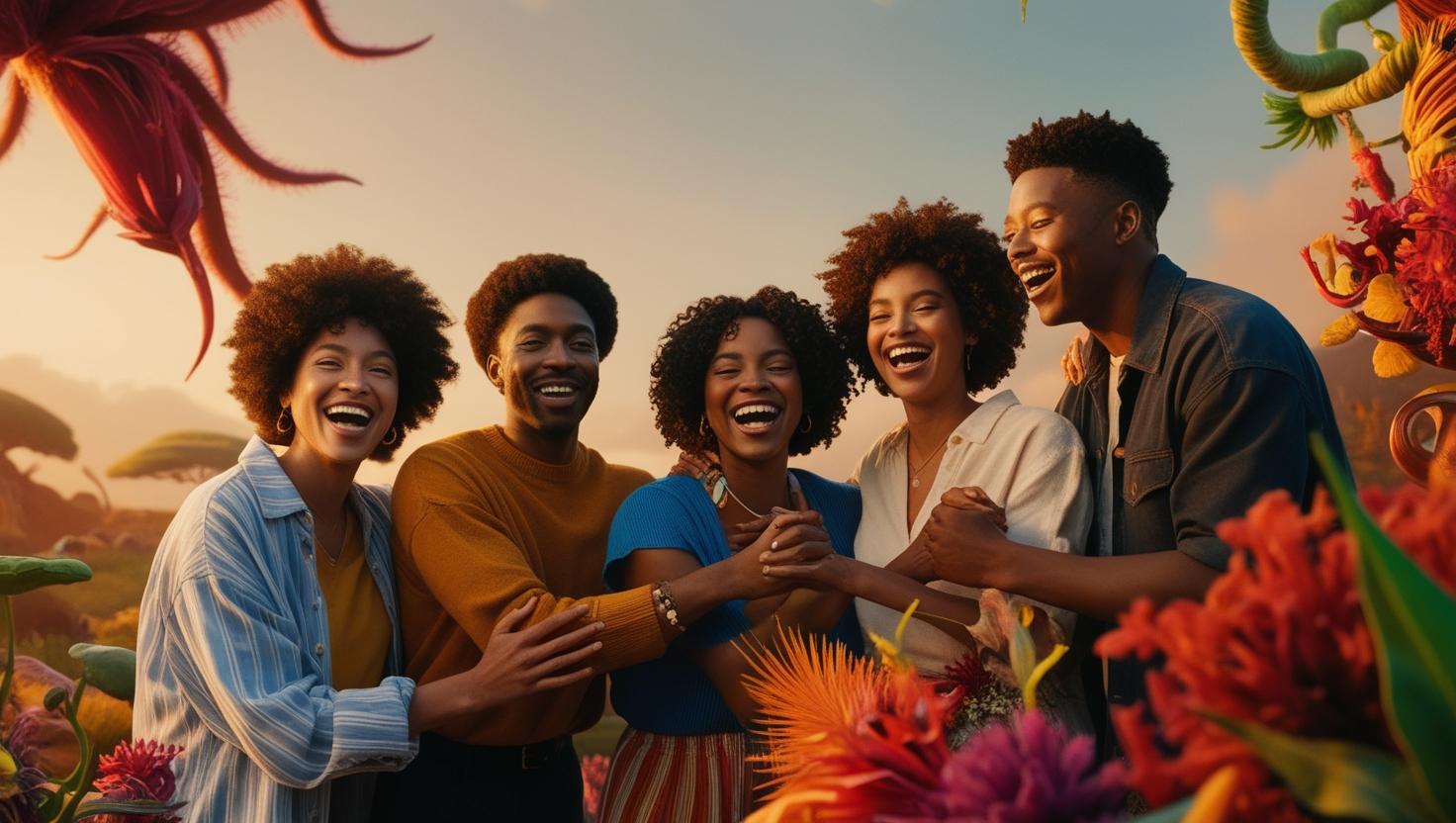 A group of friends laughing together