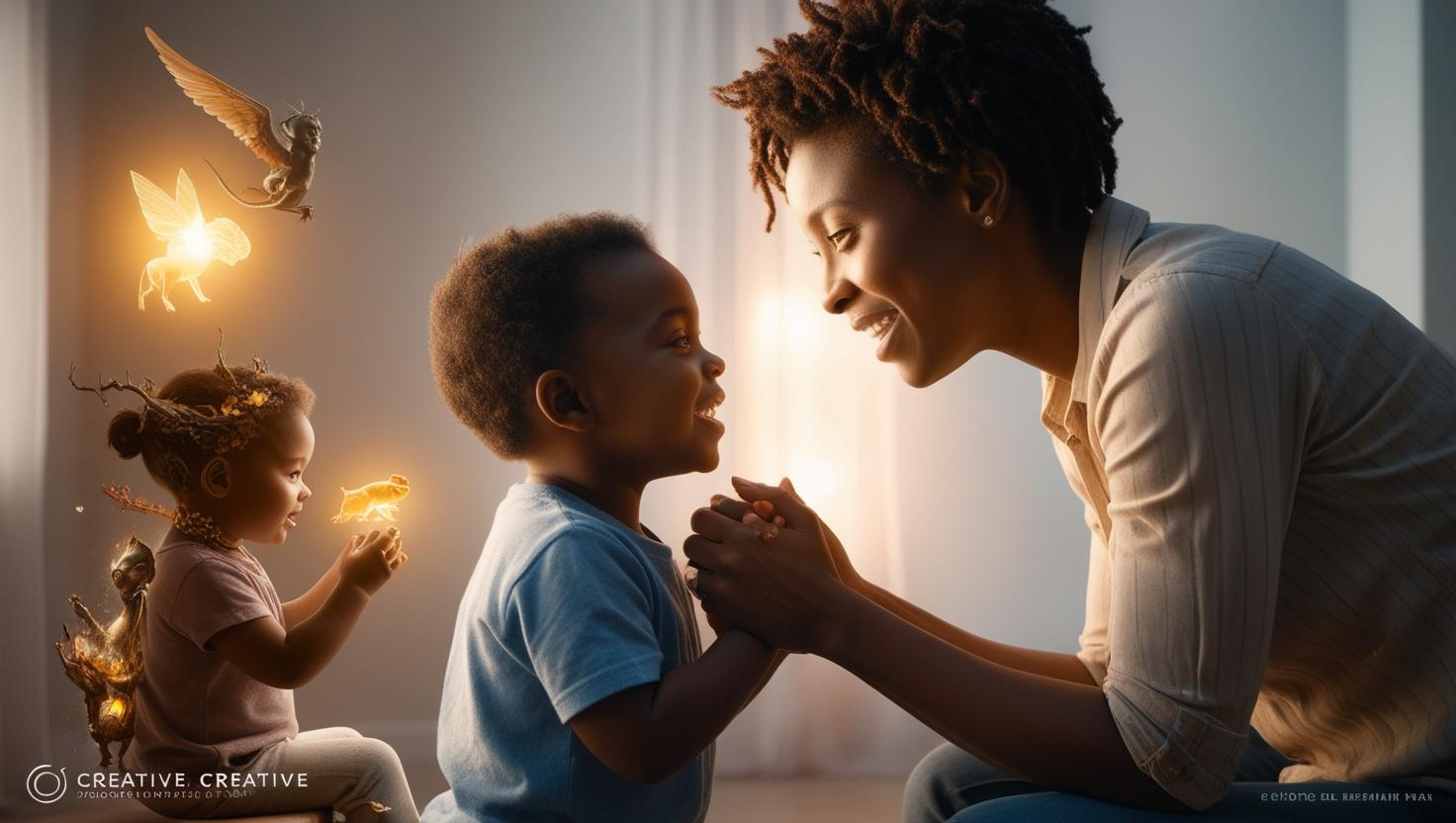 A happy child receiving encouragement